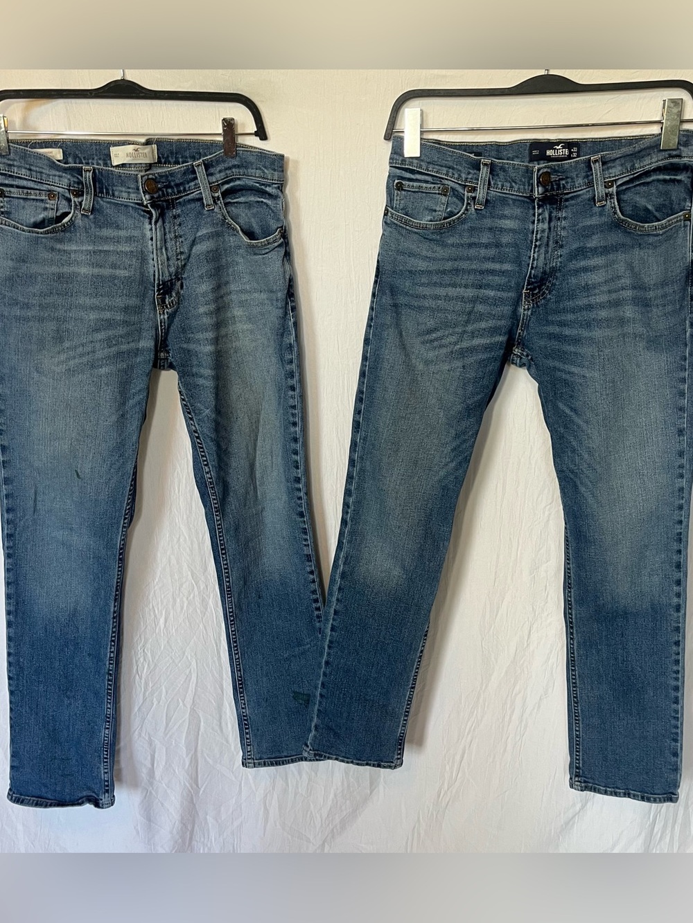 BUNDLE (2 Pairs) Hollister Slim Straight Epic Flex Jeans 32/33x29.5 Blue Denim